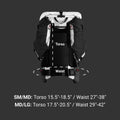 Size chart for the UltrAspire Altruist 28L hydration pack
