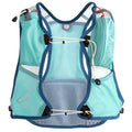 Front/chest view of the UltrAspire Basham race/running vest in lagoon/navy colour